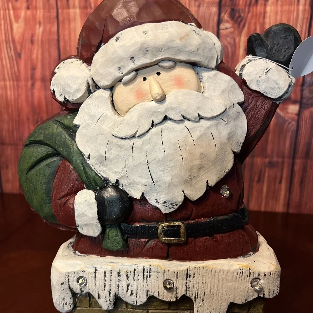 Christmas Decorations Resin Santa Entering Chimney 16